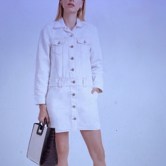 GANNI White Denim Mini Dress - size M - Picture 4 of 11